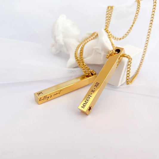 3D Bar Necklace Gold